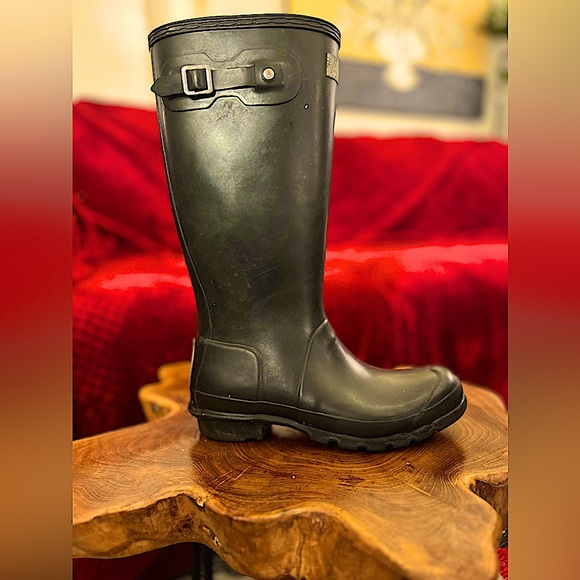 Black Vintage Wellies Hunter Rain Boots - Picture 4 of 15